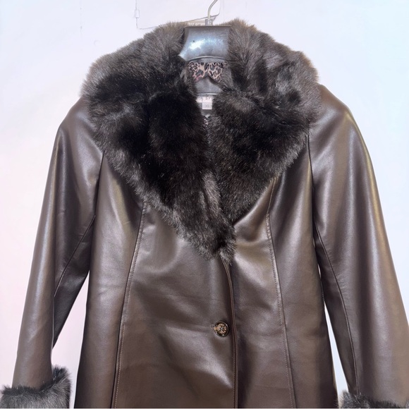 Via Spiga Brown Pleather Trench Coat Size XS NWT - Picture 5 of 13